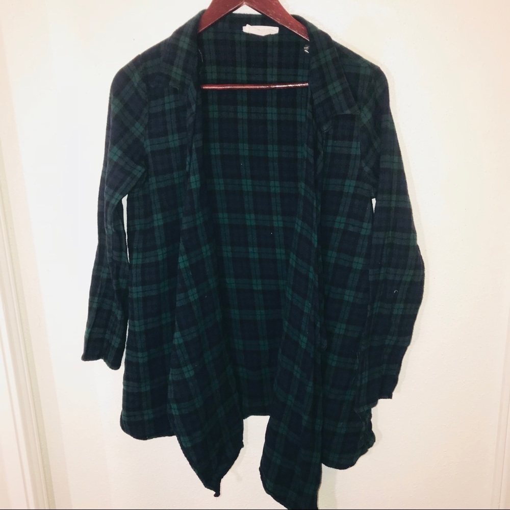 Green and blue flannel cardigan